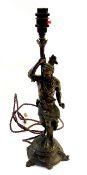 A bronze Iowa Brave Indian candlestick i