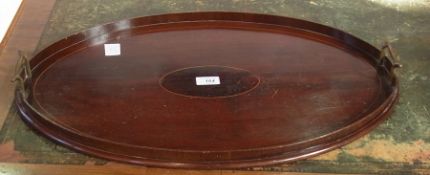 Edwardian mahogany tray, oval with raise