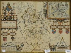 Old engraved map of Bedfordshire by John