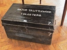 An officer's uniform tin trunk, with sid