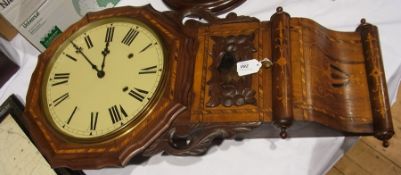 Edwardian inlaid walnut-cased dial wall