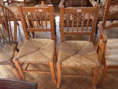 Pair pine ladderback open arm kitchen di