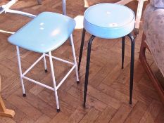 Two 1960's painted tubular metal stools