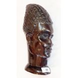 Two West African carved hardwood heads,
