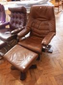 20th century leather and stained wood re