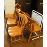 Set of six pine kitchen chairs