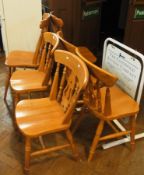 Set of six pine kitchen chairs