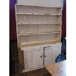 An old painted pine kitchen dresser with