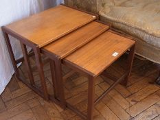 Nest of three hardwood occasional tables