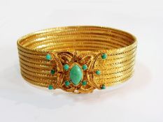 18ct gold and turquoise bracelet, the fl