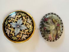 Ceramic miniature portrait brooch of cla