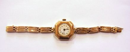 Lady's 15ct gold wristwatch, the octagon