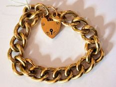 9ct gold hollow link bracelet with engra