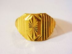 Indian gold-coloured metal signet ring,