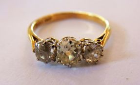 18ct gold three-stone diamond ring