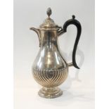 Victorian silver coffee pot, with gadroo