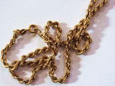 9ct gold chain link necklace, spirally t