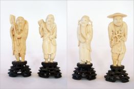 A set of four Japanese carved ivory figu