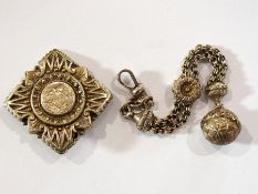 Victorian silver-gilt brooch, shaped squ