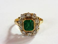 Victorian 18ct gold, emerald and diamond