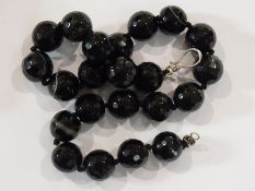 18mm banded black agate bead necklace, f