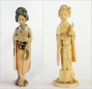 Japanese carved ivory figure of a woman