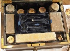 Victorian coromandel travelling vanity case with brass banding and lock marked "S Mordan & Co",