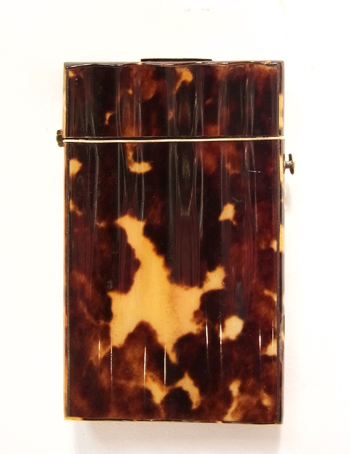 19th century tortoiseshell card case of