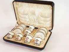 A set of six George V silver mounted Paragon coffee cans along with six saucers  Live Bidding: One
