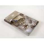 Two silver plate cigarette boxes and var