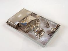 Two silver plate cigarette boxes and var