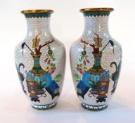 Two cloisonne shouldered and ovoid vases