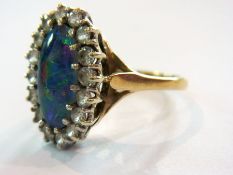 9ct gold opal and diamond cluster ring s