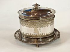 A Victorian silver plate oval biscuit ba