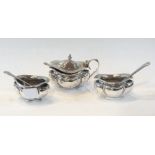 A George V silver three-piece condiment