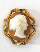 Victorian carved shell cameo brooch, ova