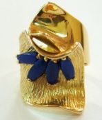 Danish 14K gold and lapis ring in modern