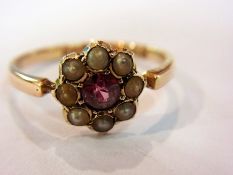 19th century 9ct gold ruby and seedpearl