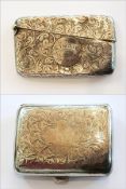 Silver cigarette case with engraved ivy