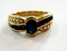 18K gold sapphire and diamond ring set c
