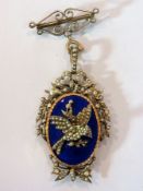 Victorian blue enamel and seedpearl pend