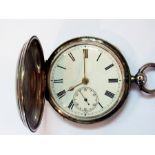 A silver cased pocket watch with enamel