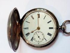 A silver cased pocket watch with enamel