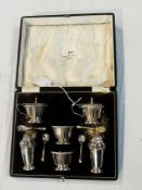 A George V silver double condiment set c