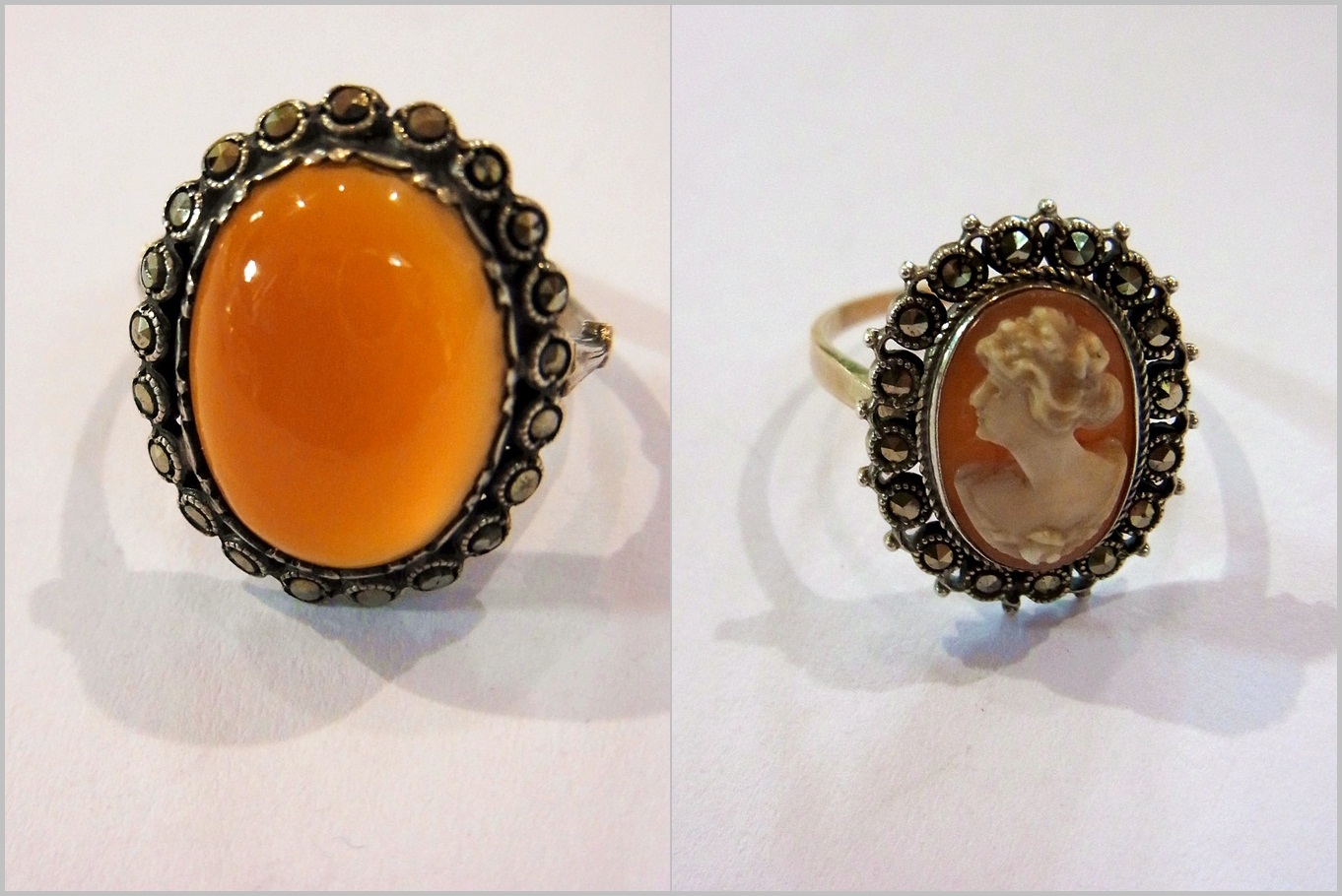 Gold-coloured metal, marked 9ct, cameo r