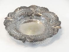 A Victorian silver bon-bon dish with fol