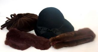 Quantity fur and other hats, mink scarf