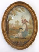 Two George III woolwork pictures, mother