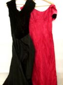A black velvet and satin evening dress,