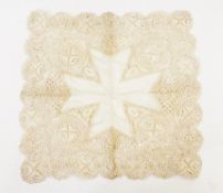Old Maltese lace cream silk handkerchief